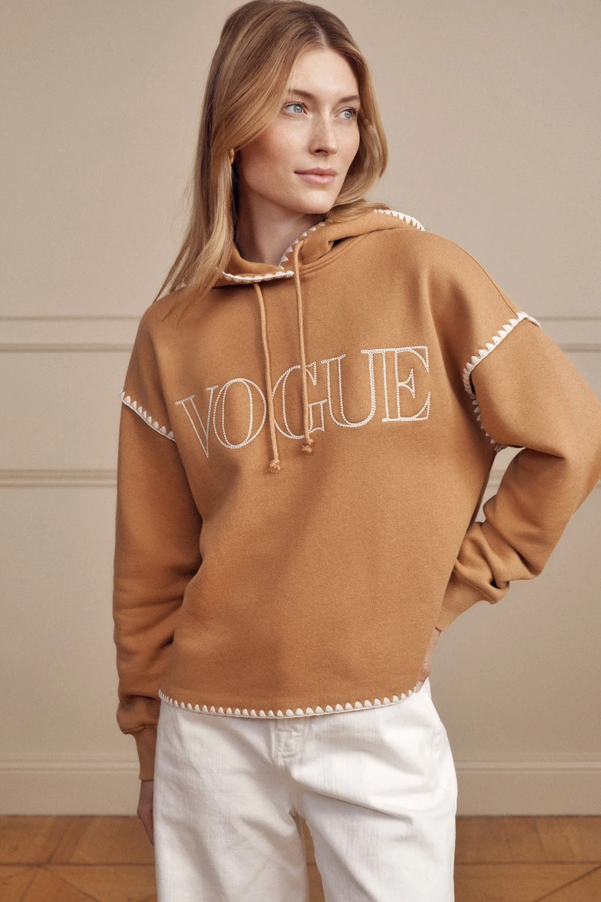 VOGUE Hoodie Camel Embroidered Logo - Image 3