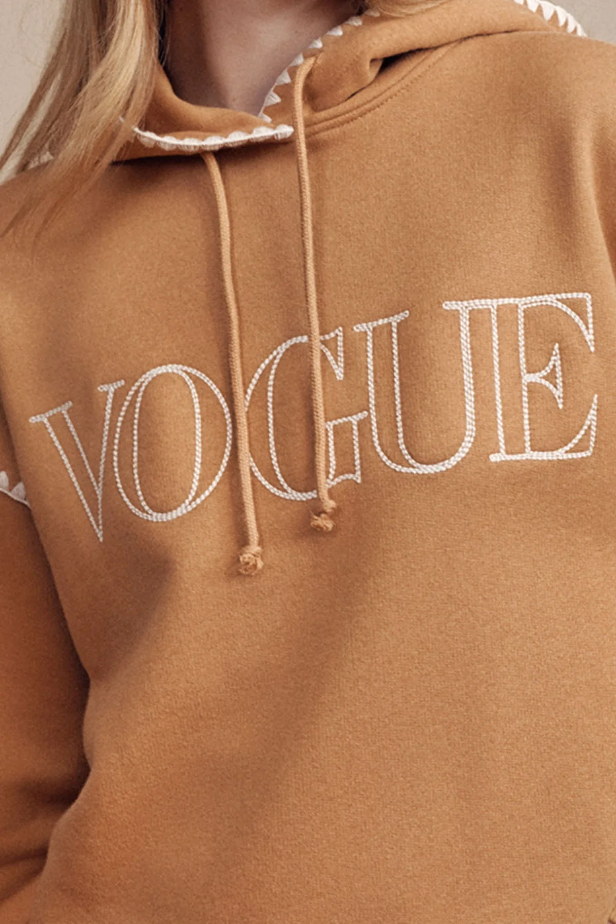VOGUE Hoodie Camel Embroidered Logo - Image 4