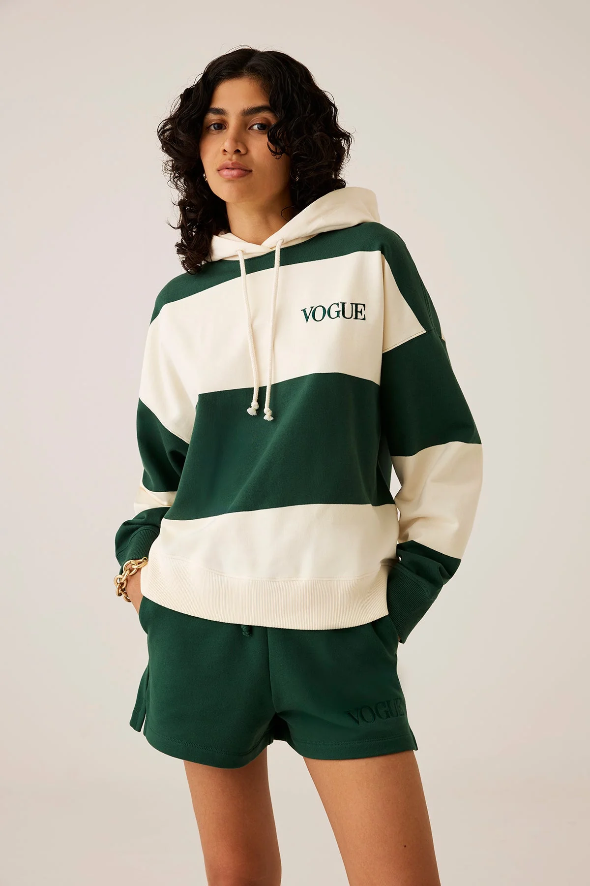 VOGUE Shorts Dark Green Embroidered Logo - Image 3