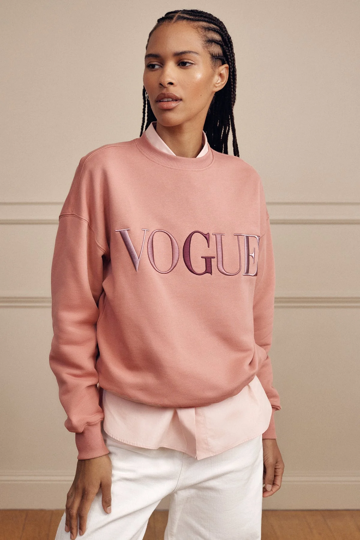 VOGUE Sweatshirt Ash Rose Embroidered Colorful Logo - Image 8