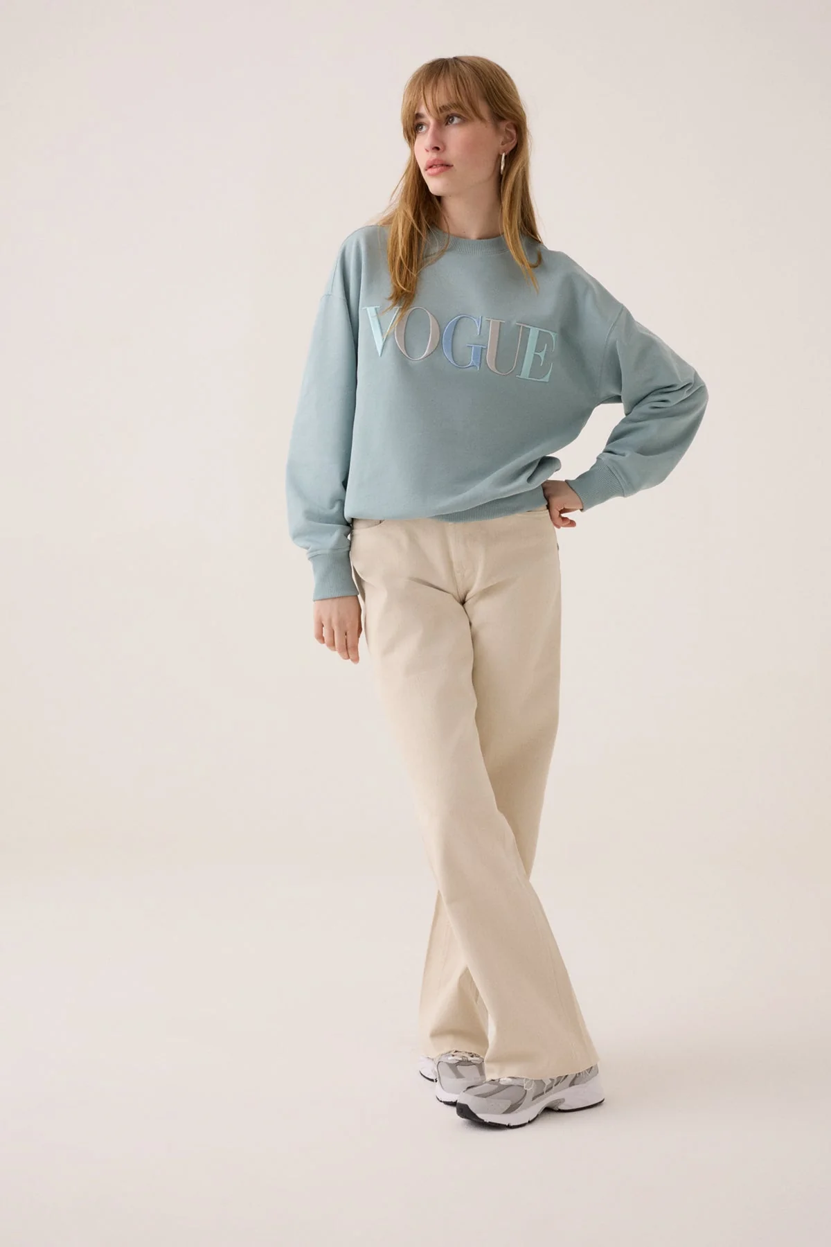 VOGUE Sweatshirt Ice Blue Colorful Embroidered Logo - Image 5