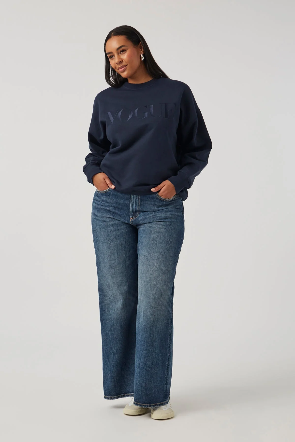 VOGUE Sweatshirt Navy Embroidered Logo - Image 4