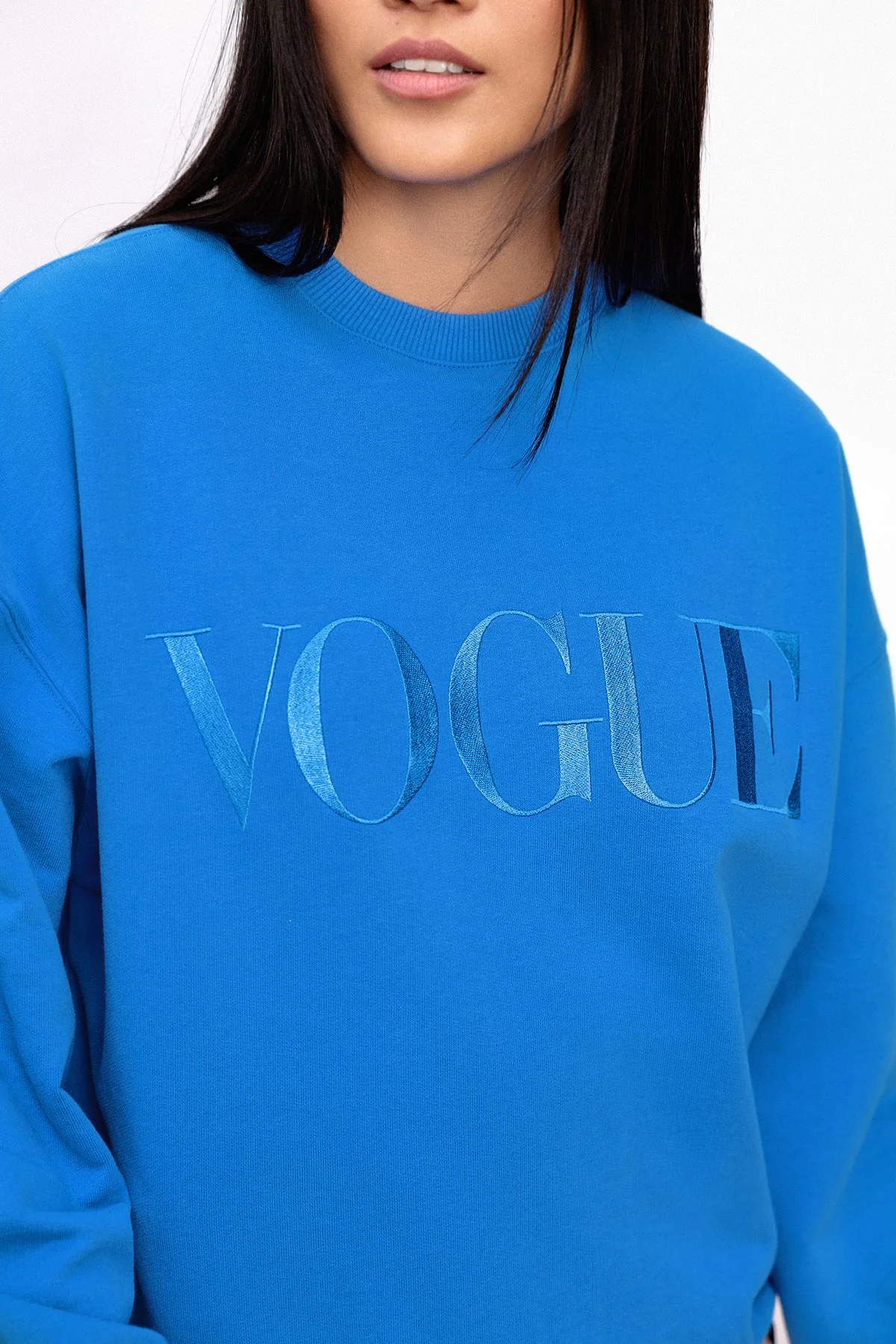 VOGUE Sweatshirt Royal Blue Embroidered Logo - Image 3