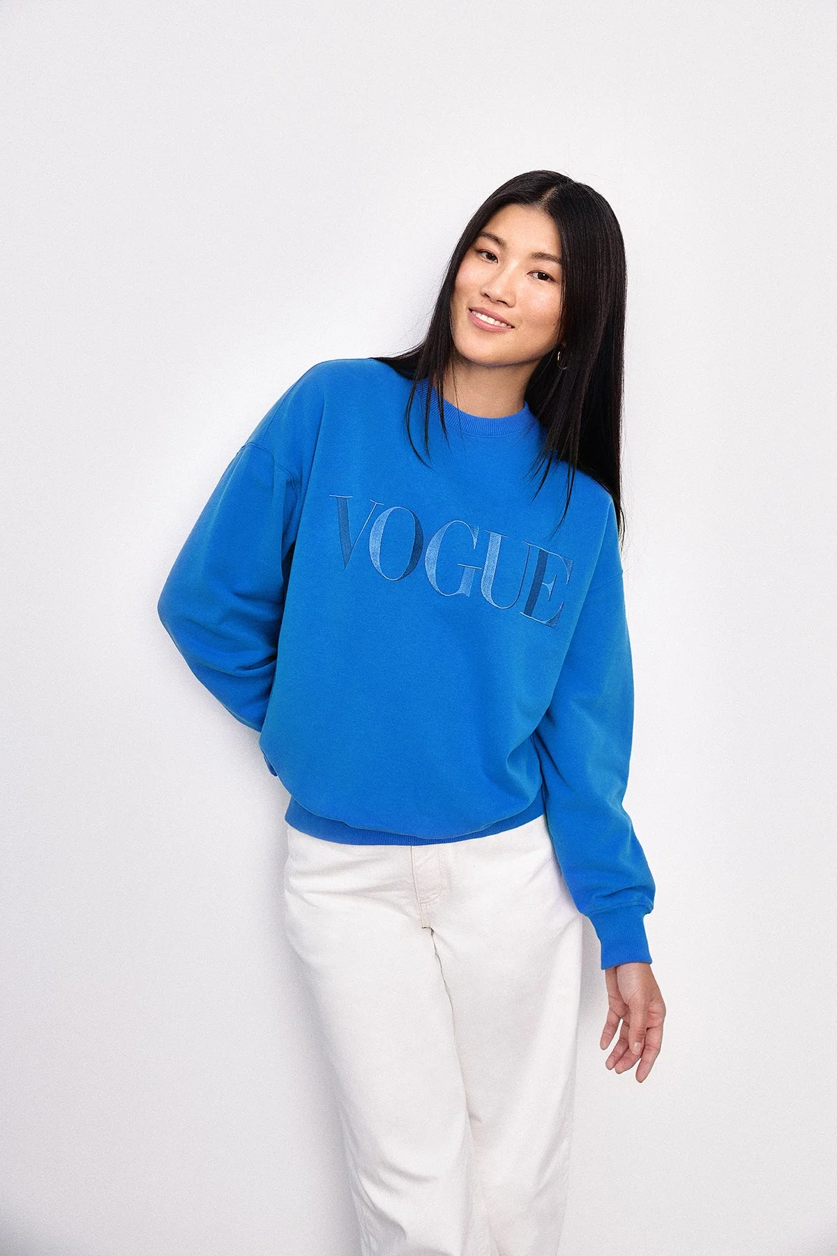 VOGUE Sweatshirt Royal Blue Embroidered Logo - Image 4