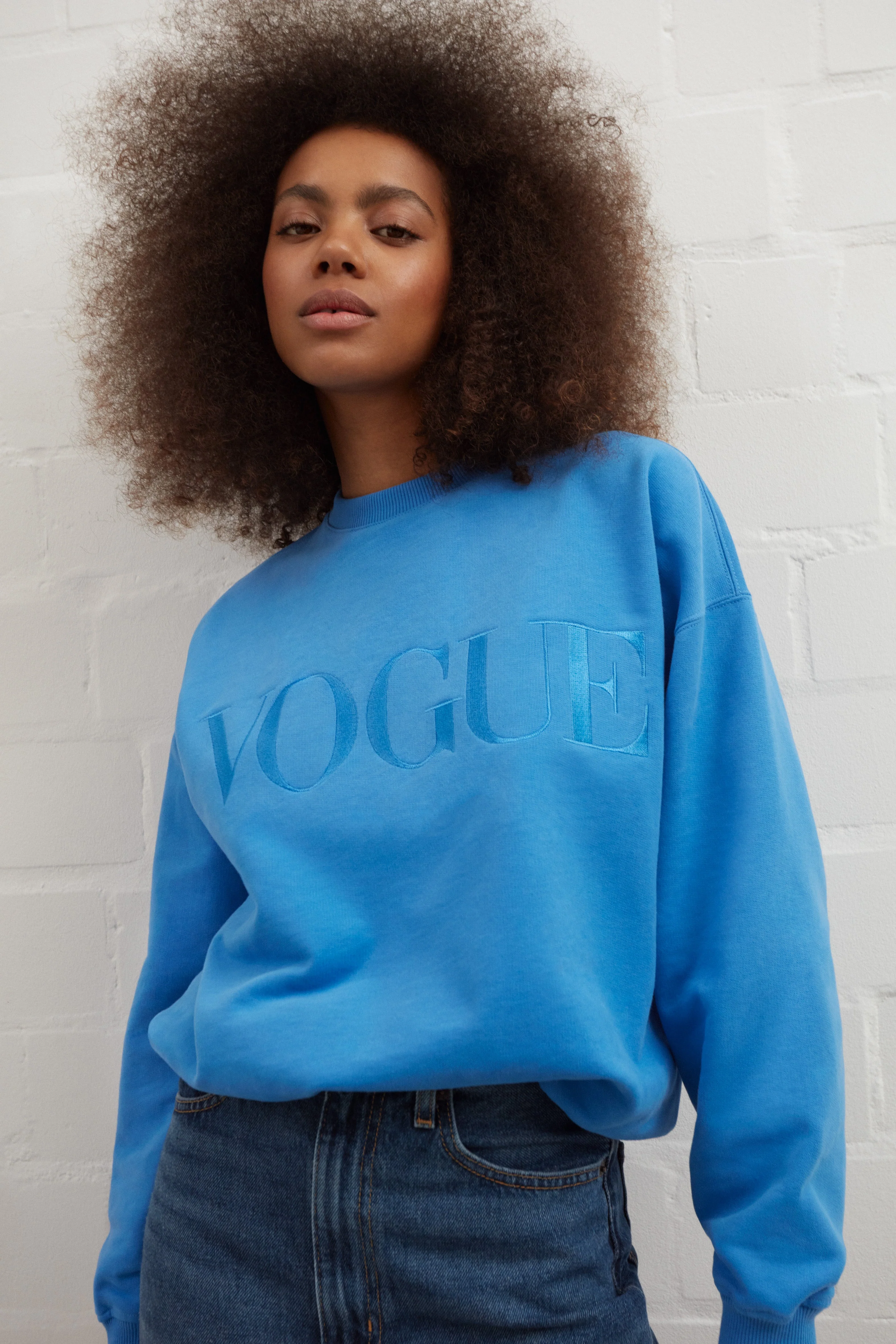VOGUE Sweatshirt Royal Blue Embroidered Logo - Image 5