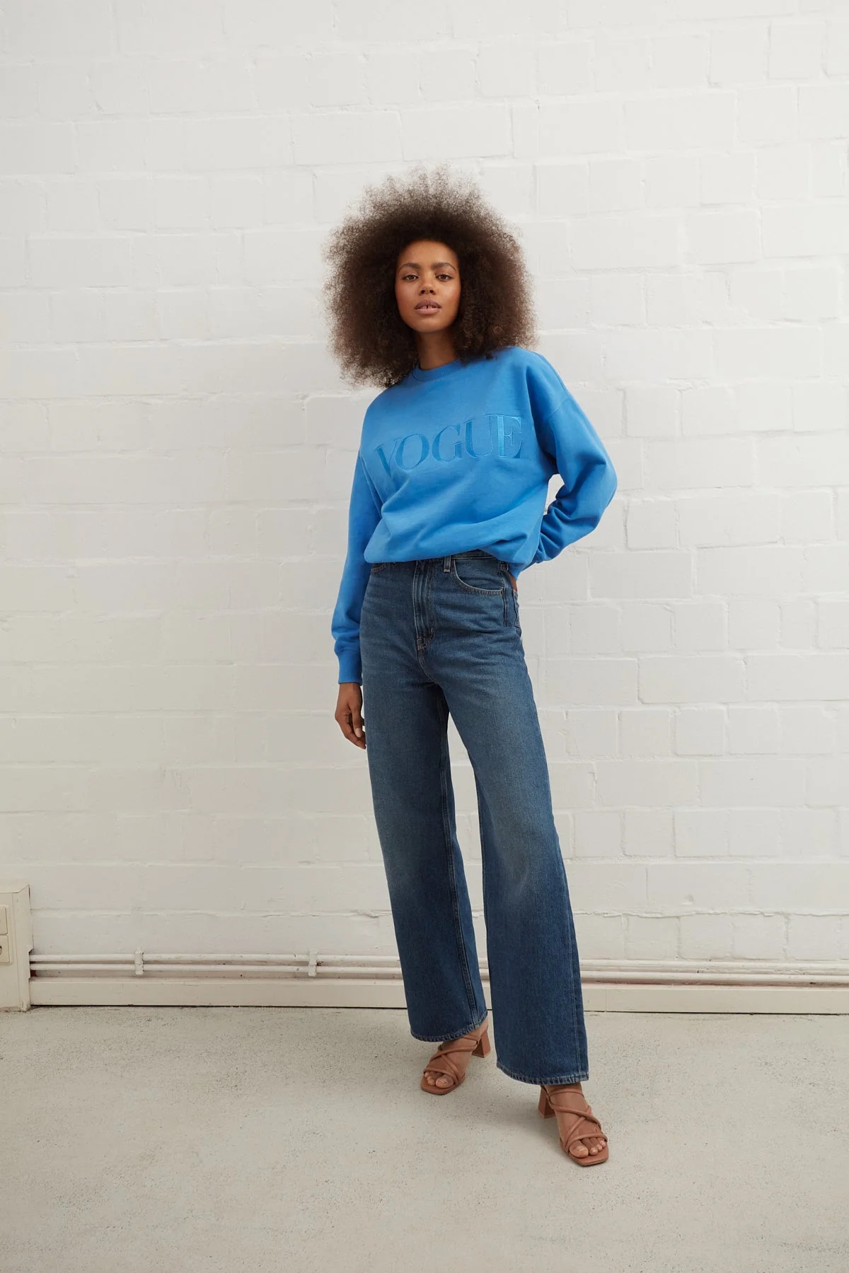 VOGUE Sweatshirt Royal Blue Embroidered Logo - Image 6