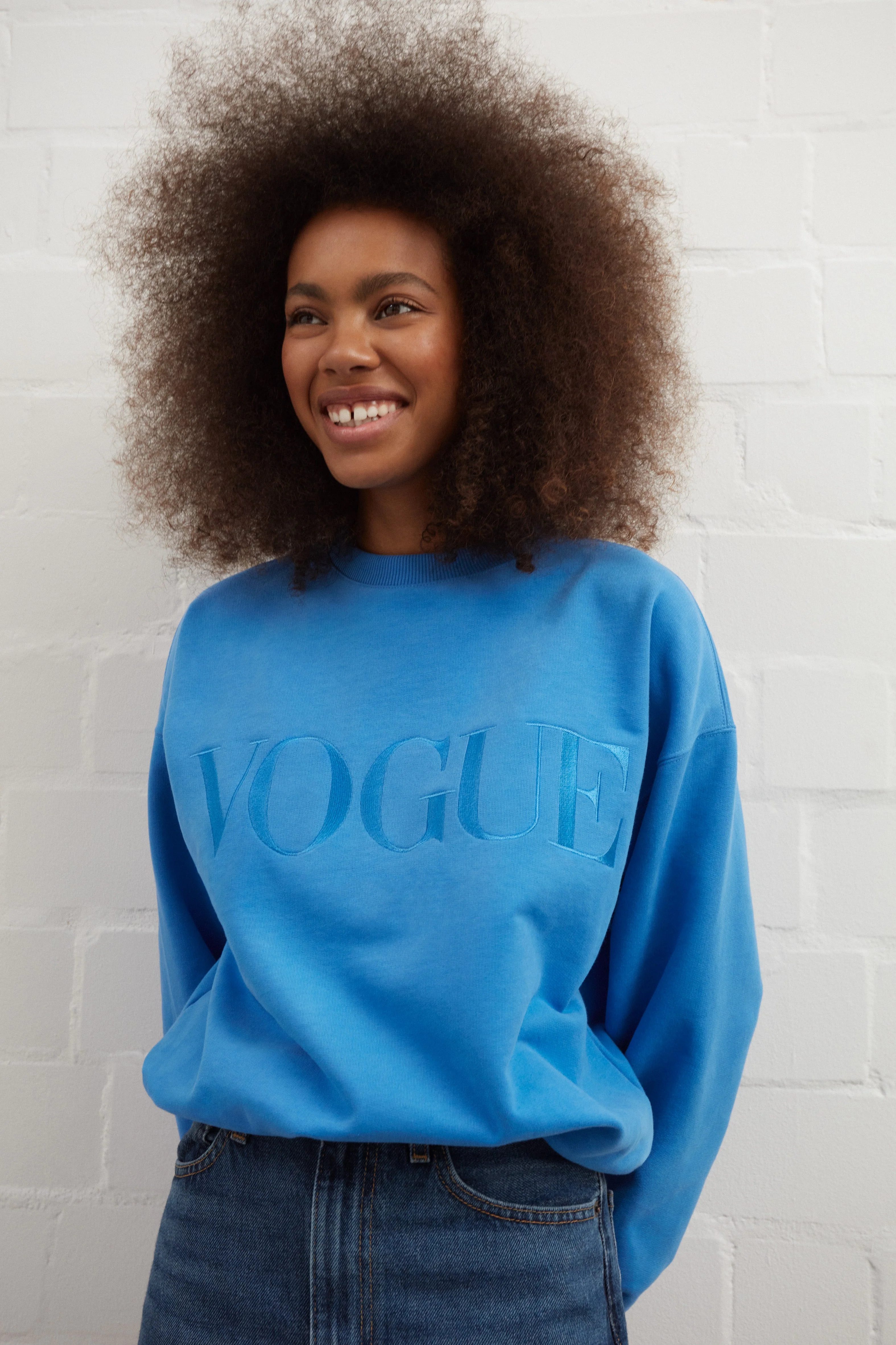 VOGUE Sweatshirt Royal Blue Embroidered Logo - Image 7