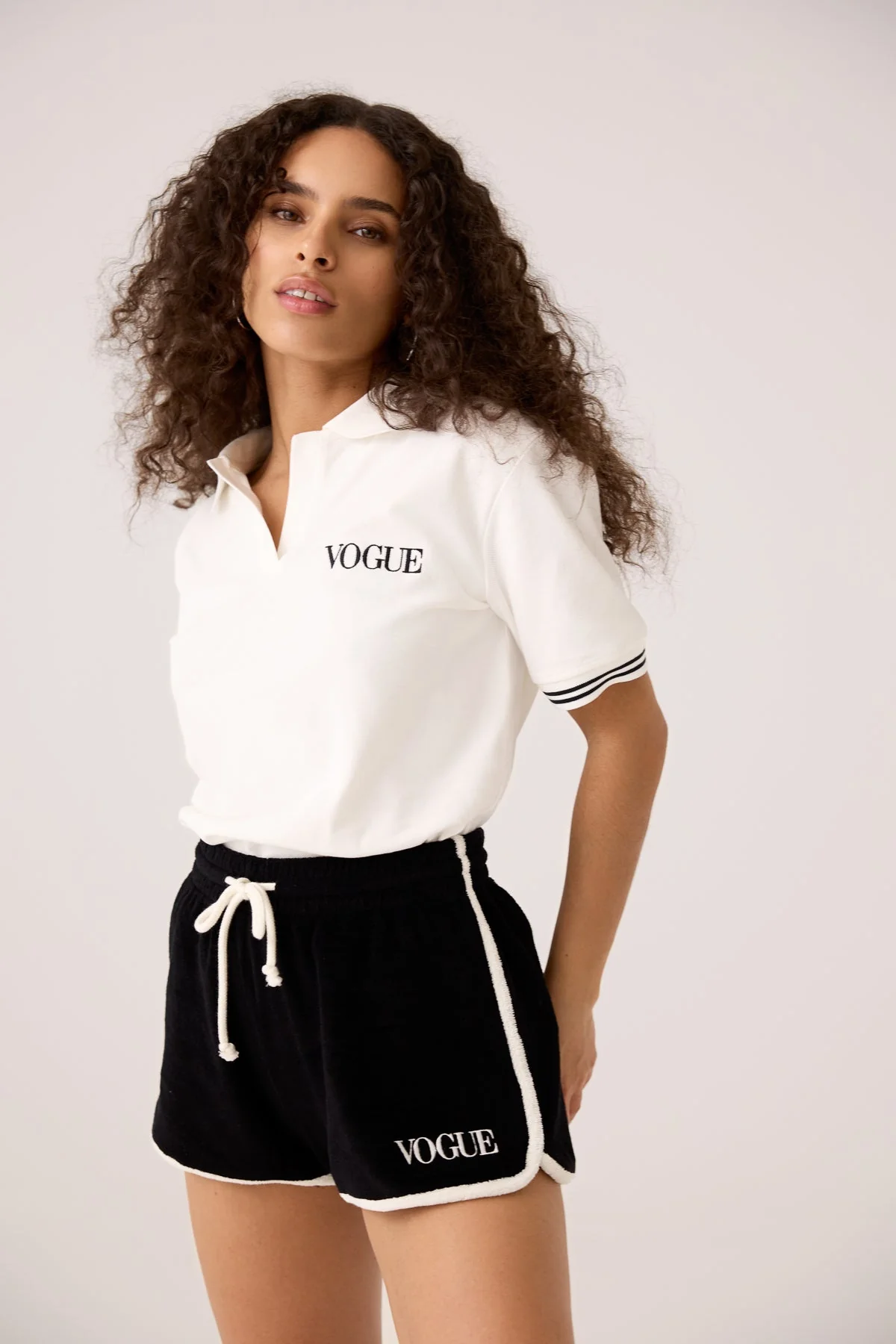 VOGUE Terry Shorts Black Embroidered Logo - Image 4