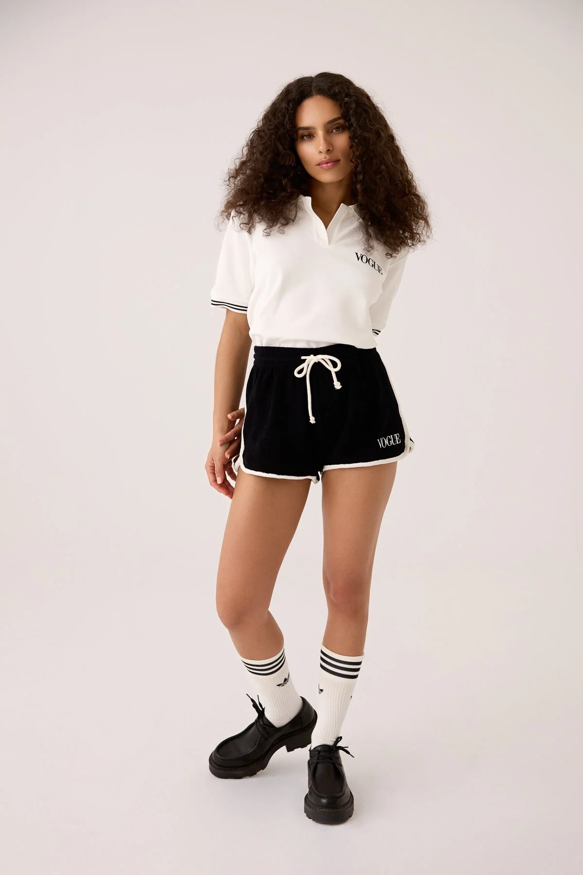 VOGUE Terry Shorts Black Embroidered Logo - Image 5