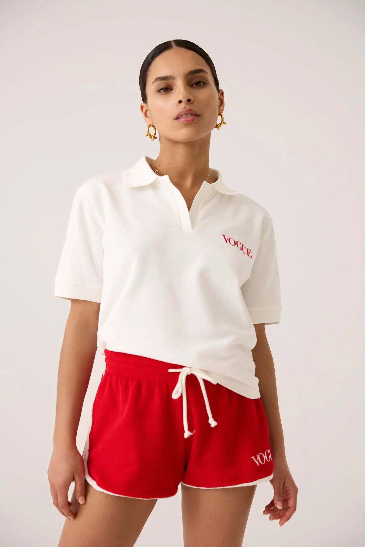 VOGUE Terry Shorts Red Embroidered Logo - Image 3