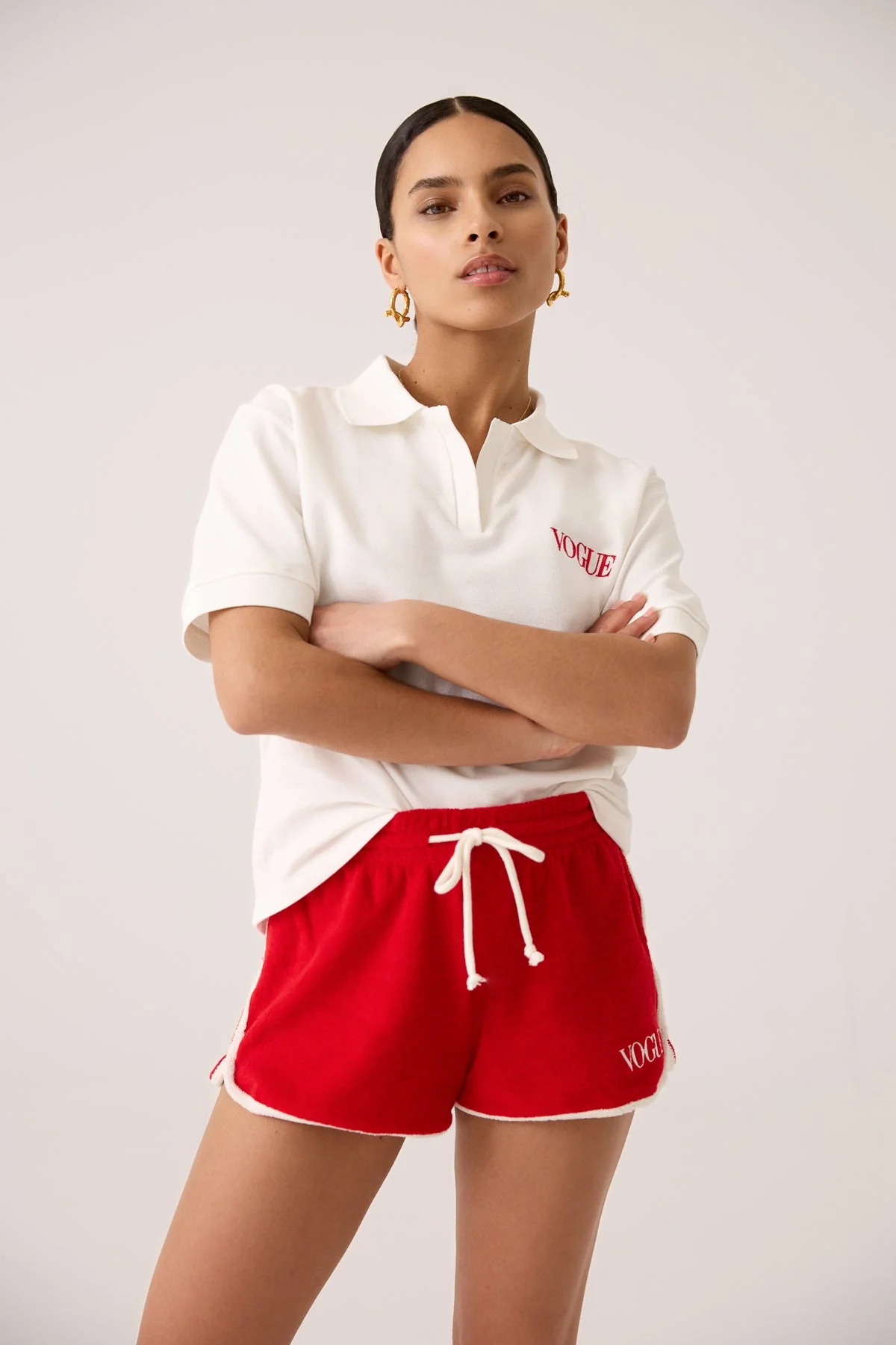 VOGUE Terry Shorts Red Embroidered Logo - Image 4